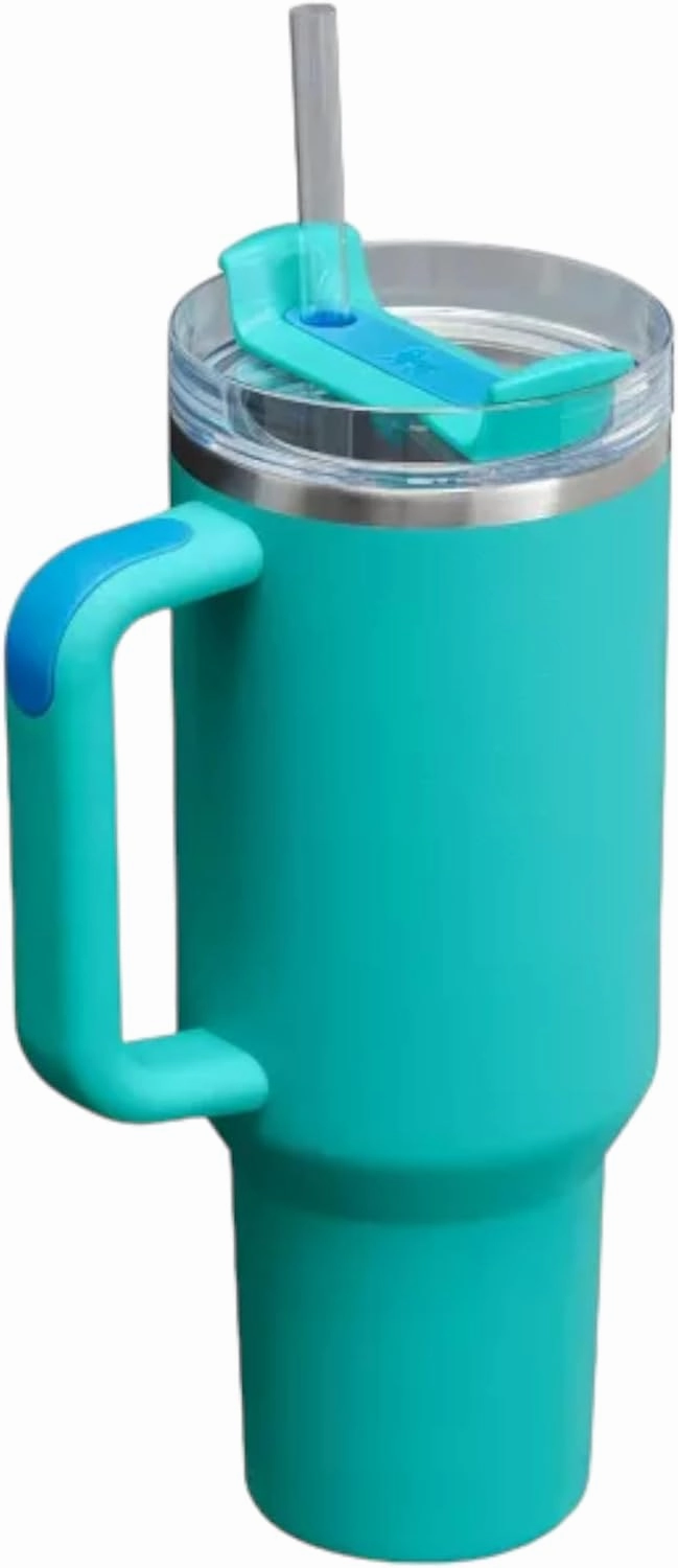 STANLEY Quencher H2.0 FlowState Stainless Steel Vacuum Insulated Tumbler with Lid and Straw for Water, Iced Tea or Coffee (Aqua, 40 oz)