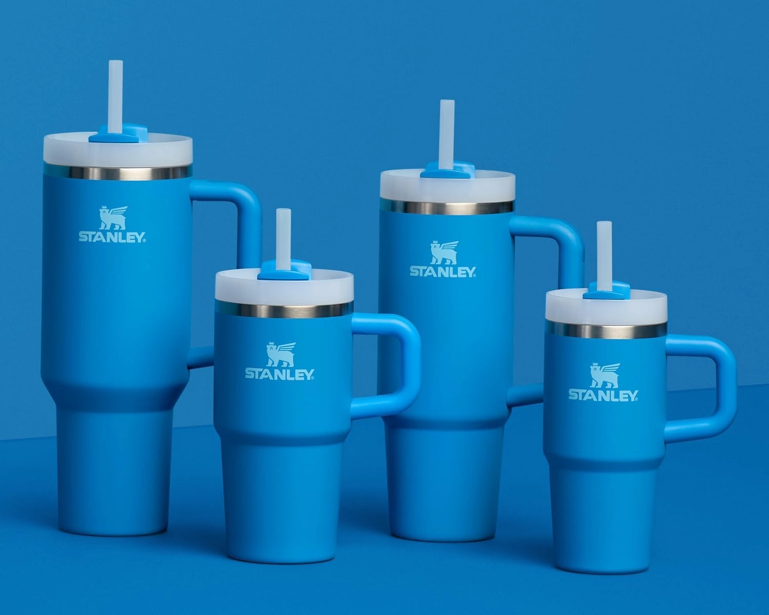 Stanley Quencher H2.0 Tumbler with Handle and Straw 14 oz | Flowstate 3-Position Lid | Cup Holder Compatible for Travel | Insulated Stainless Steel Cup | BPA-Free | Azure