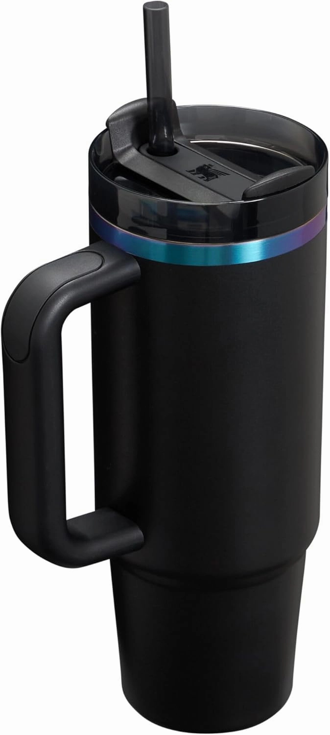 STANLEY Quencher H2.0 Tumbler with Handle and Straw 30 oz | Flowstate 3-Position Lid | Cup Holder Compatible for Travel | Insulated Stainless Steel Cup | BPA-Free | Black Chroma