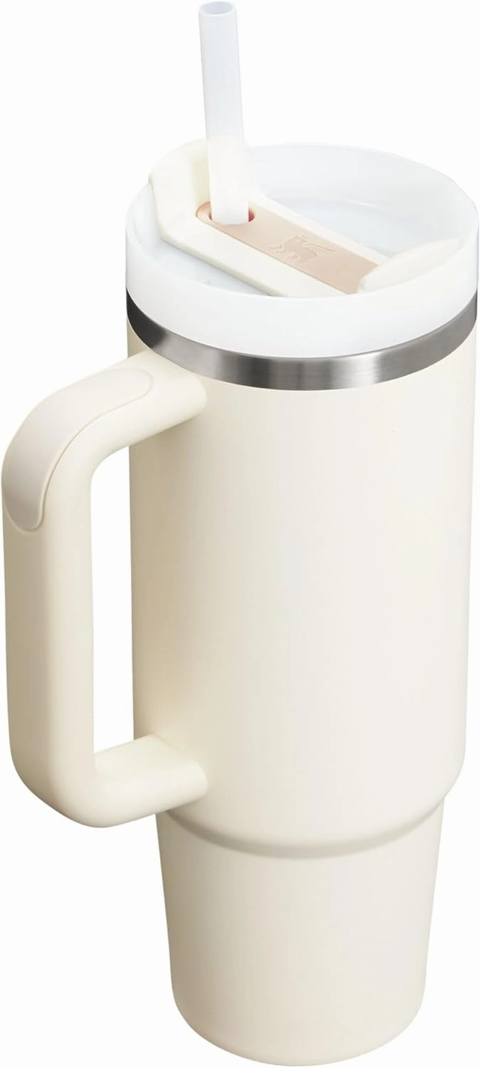 Stanley Quencher H2.0 Tumbler with Handle and Straw 30 oz | Flowstate 3-Position Lid | Cup Holder Compatible for Travel | Insulated Stainless Steel Cup | BPA-Free | Cream 2.0