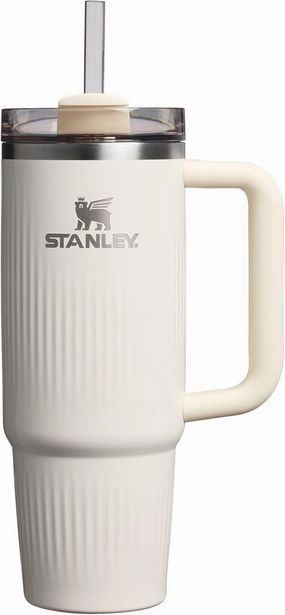 Stanley Quencher H2.0 Tumbler with Handle and Straw 30 oz | Flowstate 3-Position Lid | Cup Holder Compatible for Travel | Insulated Stainless Steel Cup | BPA-Free | Fluted Cream Gloss