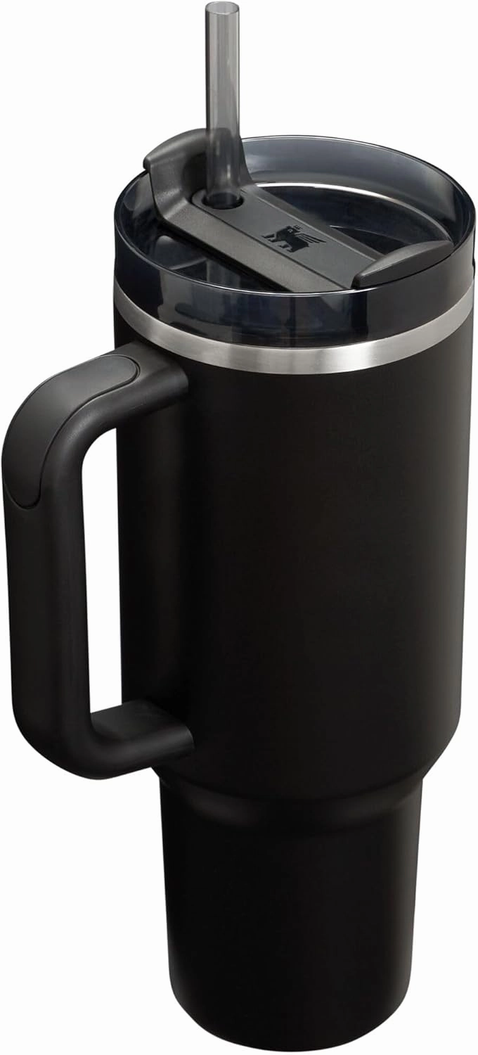 Stanley Quencher H2.0 Tumbler with Handle and Straw 40 oz | Flowstate 3-Position Lid | Cup Holder Compatible for Travel | Insulated Stainless Steel Cup | BPA-Free | Black 2.0