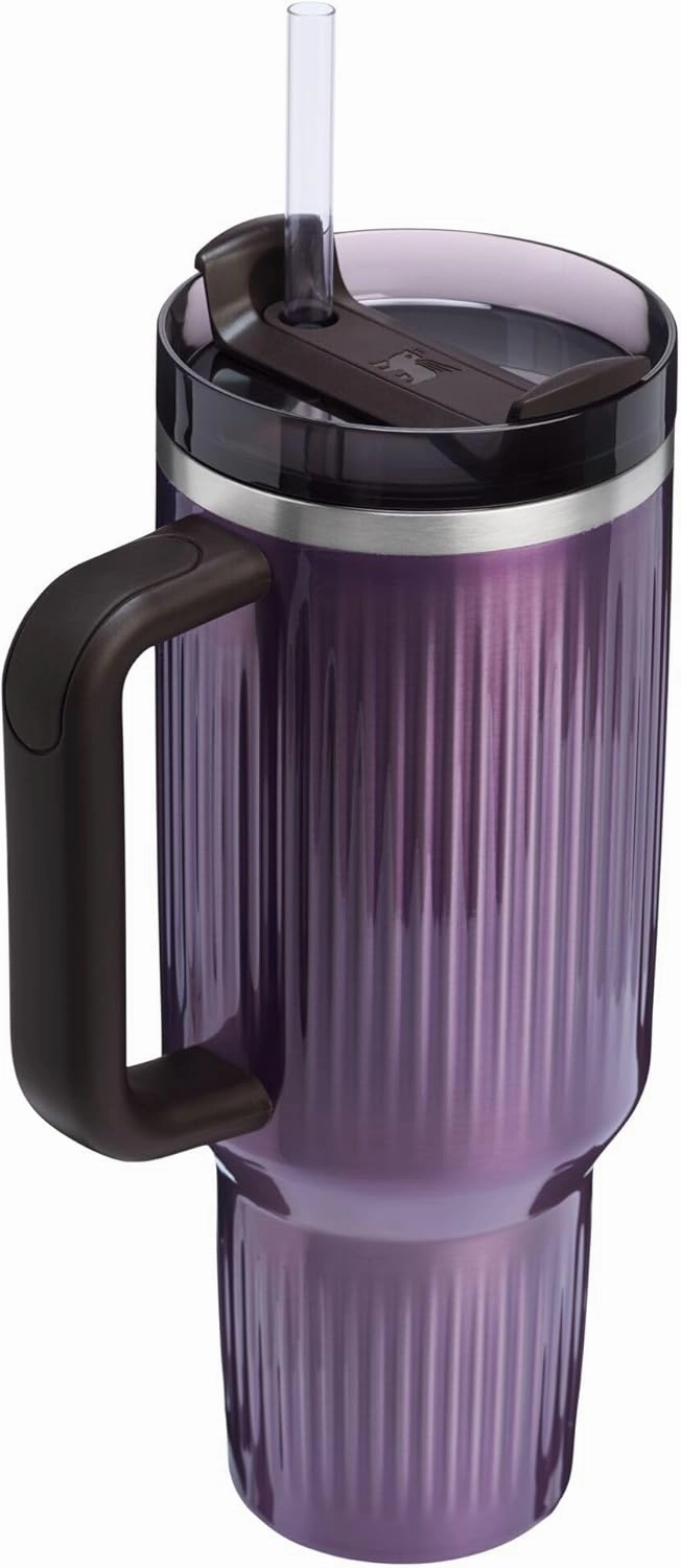 Stanley Quencher H2.0 Tumbler with Handle and Straw 40 oz | Flowstate 3-Position Lid | Cup Holder Compatible for Travel | Insulated Stainless Steel Cup | BPA-Free | Fluted Wisteria Shine