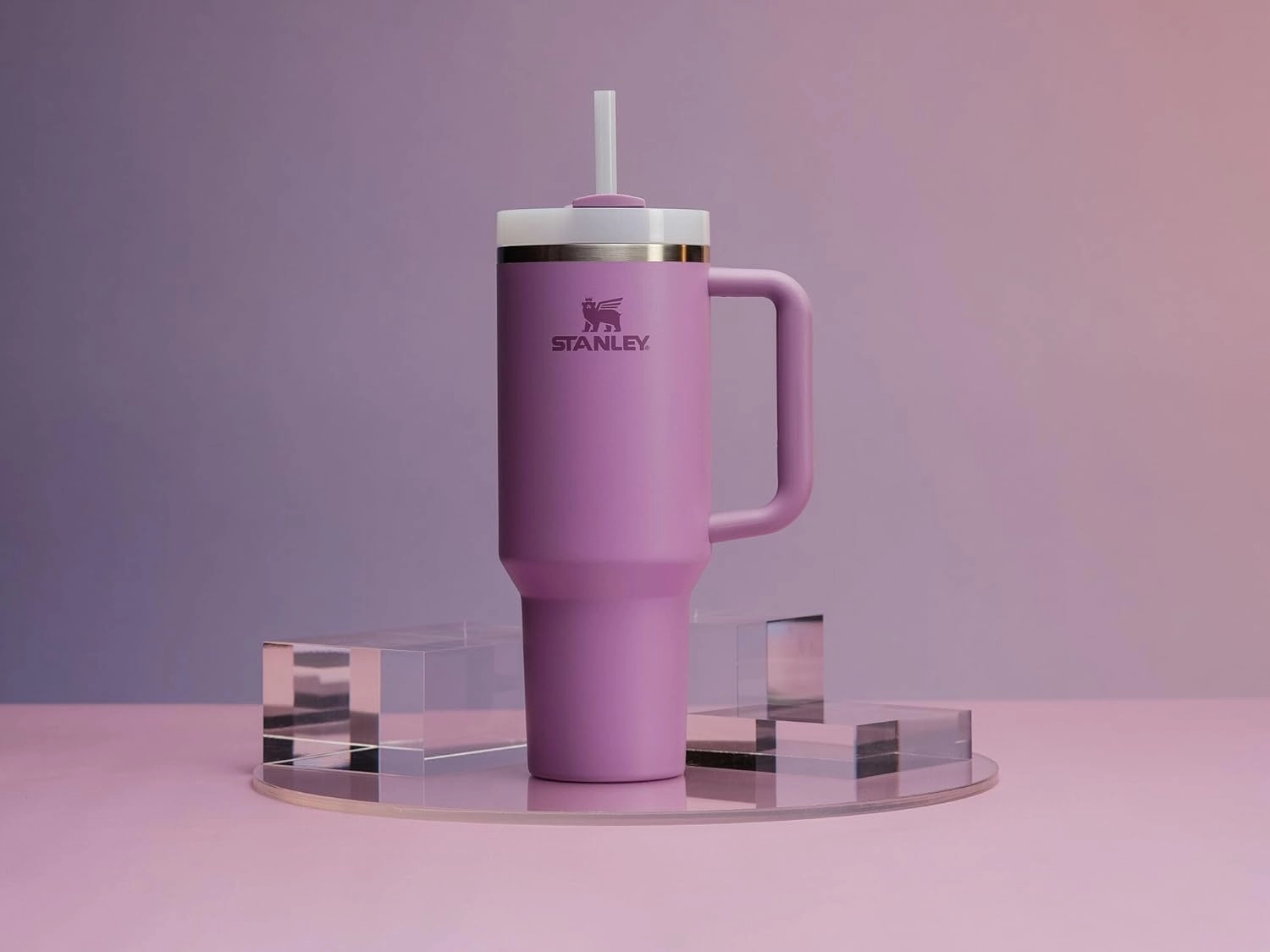 Stanley Quencher H2.0 Tumbler with Handle and Straw 40 oz | Flowstate 3-Position Lid | Cup Holder Compatible for Travel | Insulated Stainless Steel Cup | BPA-Free | Lilac