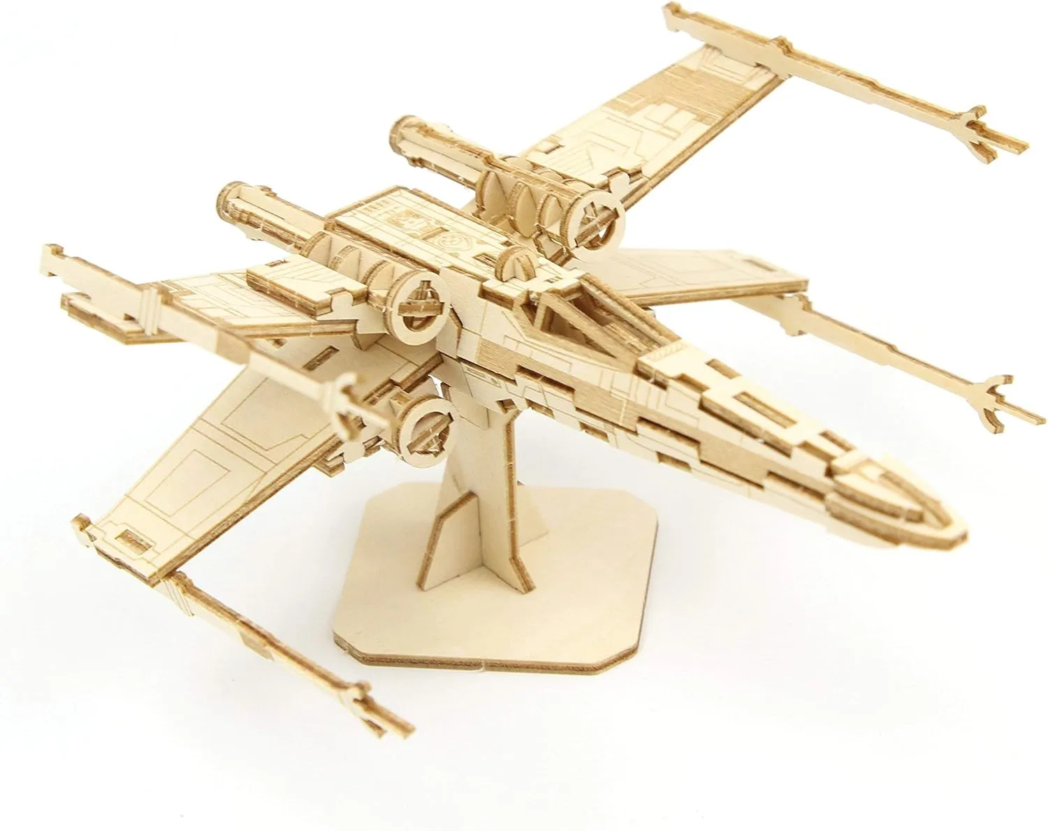 Star Wars X-Wing 3D Wood Puzzle & Model Figure Kit (73 Pcs) - Build & Paint Your Own 3-D Movie Replica Toy, No Glue Required - Officially Licensed - Gift for Kids, Teens, Adults, Father's Day