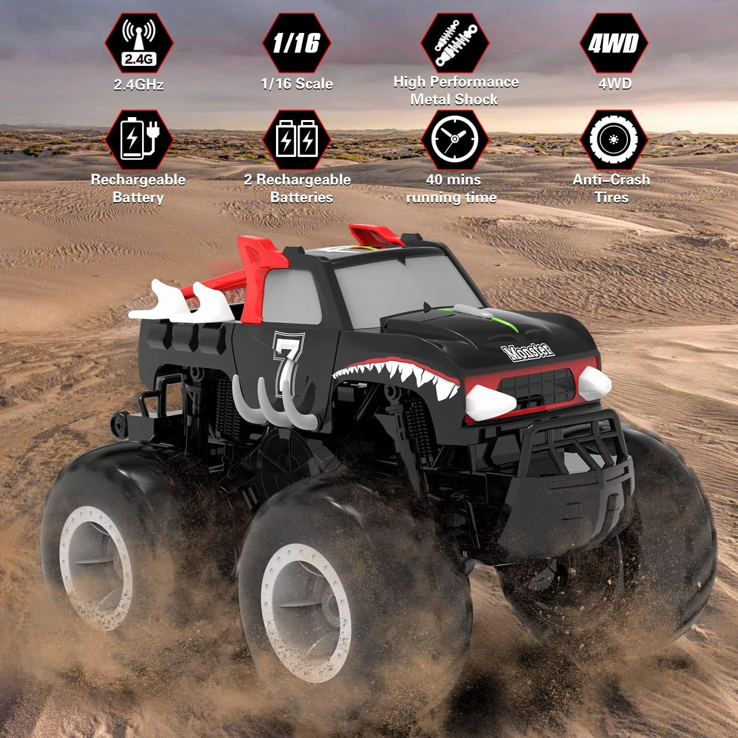 STEMTRON Amphibious Remote Control Car Toys for Boys 2.4 GHz 1:16 All Terrain Off-Road RC Car Waterproof RC Monster Truck Kids Pool Toys Remote Control Boat Gifts for Kids Boys