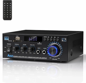 Stereo Audio Amplifier 2025 Upgraded AK45 Bluetooth Receiver for Home Stereo, 400W 2 Channel Wireless Bluetooth 5.0 Power Amplifier System with FM Radio, USB, SD Card, and Remote Control