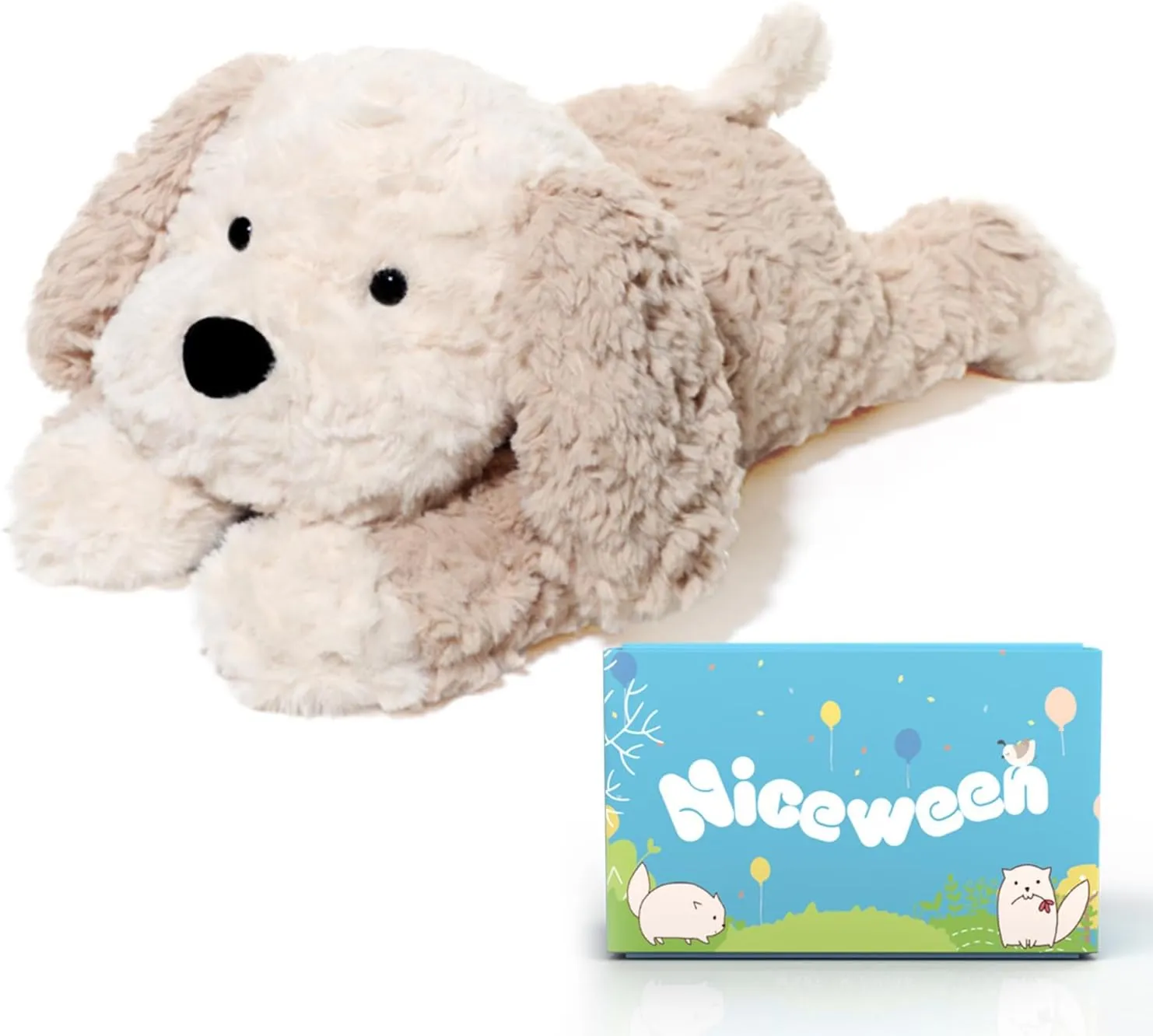 Stuffed Animals Adorable Dog Plush Toys 16.5 inches Soft and Comfort Dog Plush Toy Gift for Kids, Beige/Grey