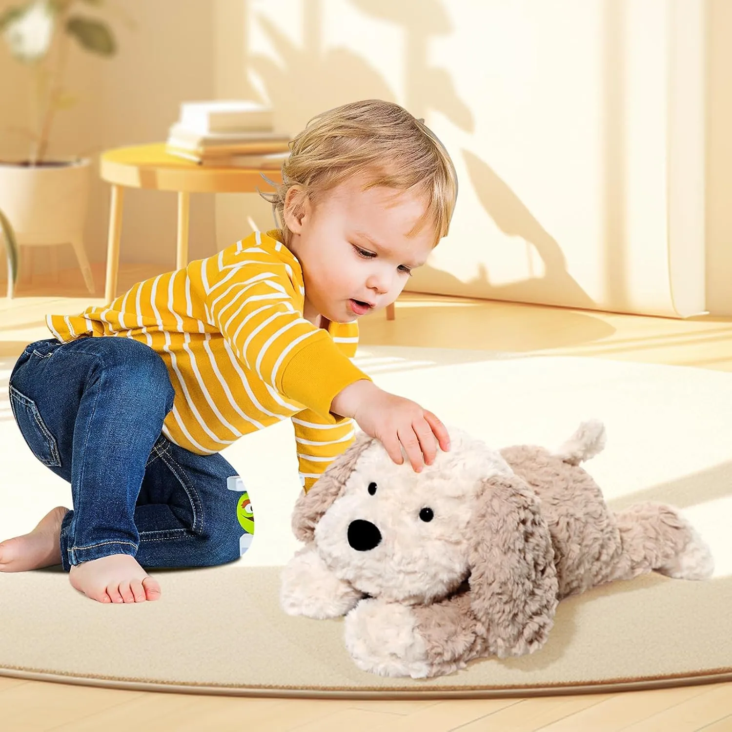Stuffed Animals Adorable Dog Plush Toys 16.5 inches Soft and Comfort Dog Plush Toy Gift for Kids, Beige/Grey