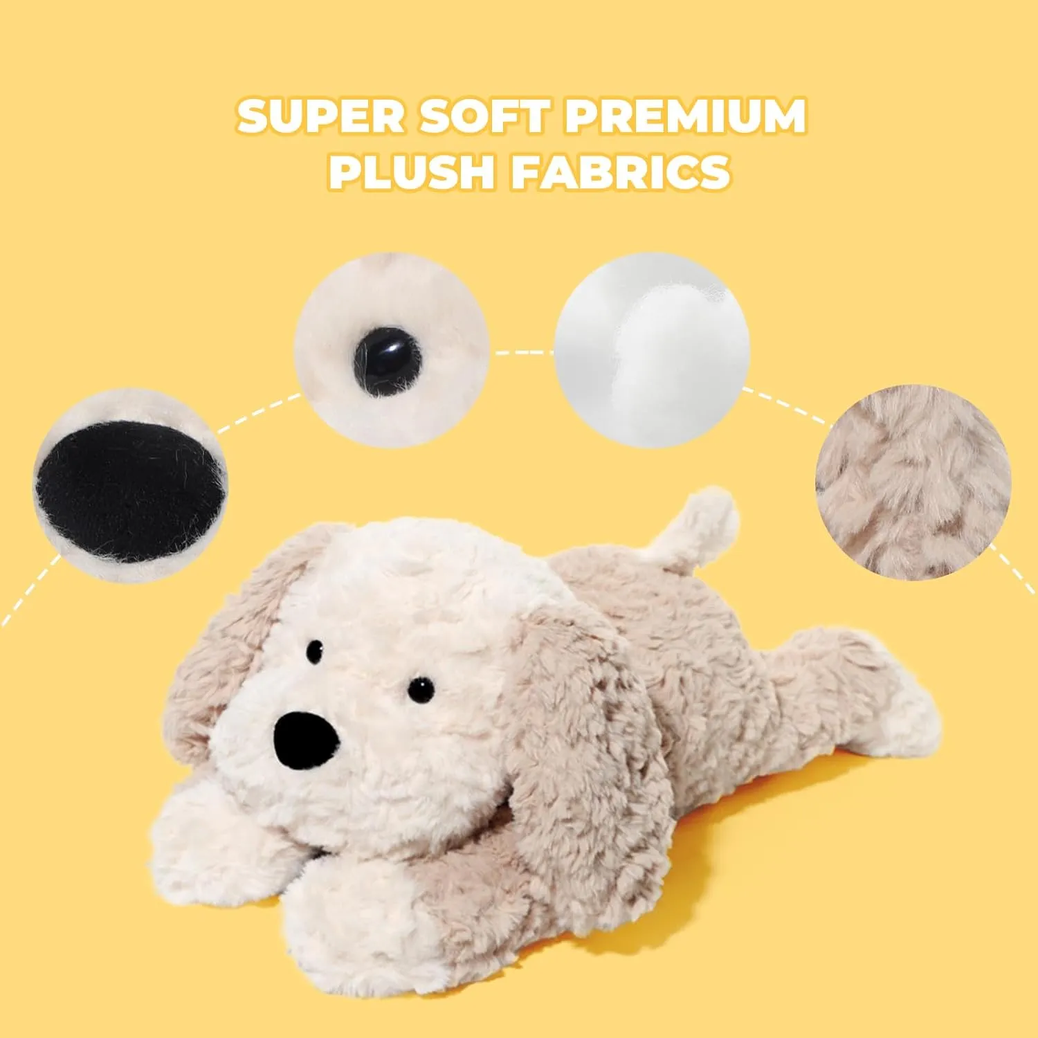 Stuffed Animals Adorable Dog Plush Toys 16.5 inches Soft and Comfort Dog Plush Toy Gift for Kids, Beige/Grey
