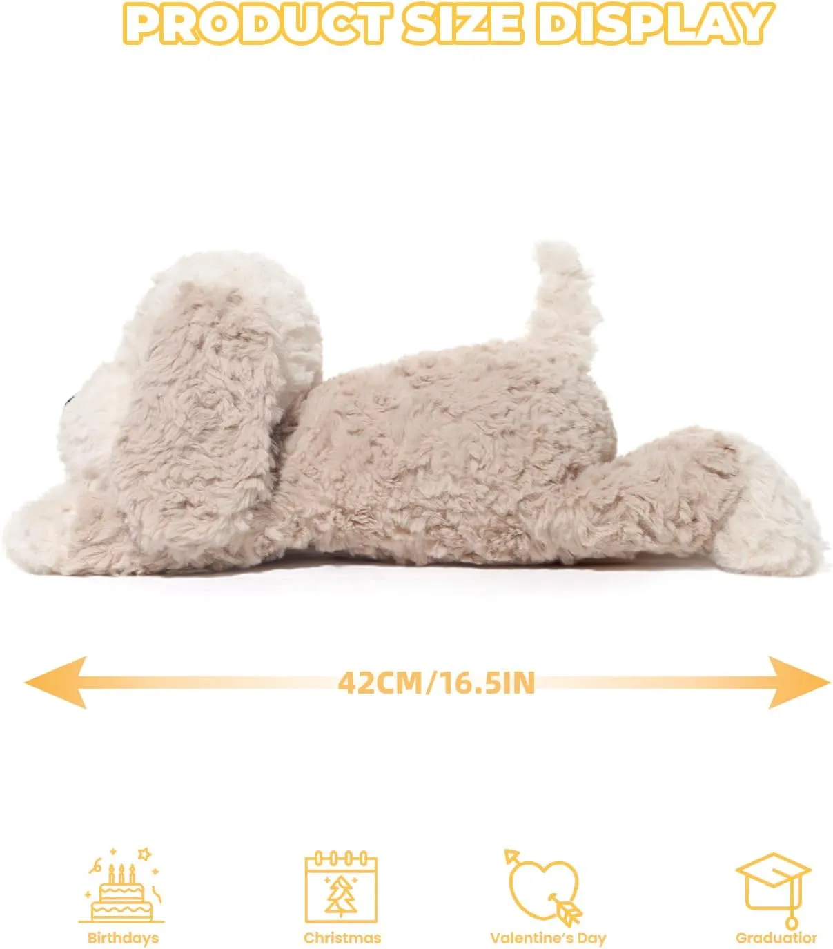 Stuffed Animals Adorable Dog Plush Toys 16.5 inches Soft and Comfort Dog Plush Toy Gift for Kids, Beige/Grey