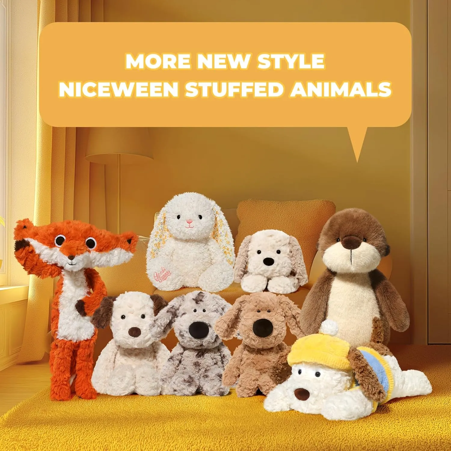 Stuffed Animals Adorable Dog Plush Toys 16.5 inches Soft and Comfort Dog Plush Toy Gift for Kids, Beige/Grey