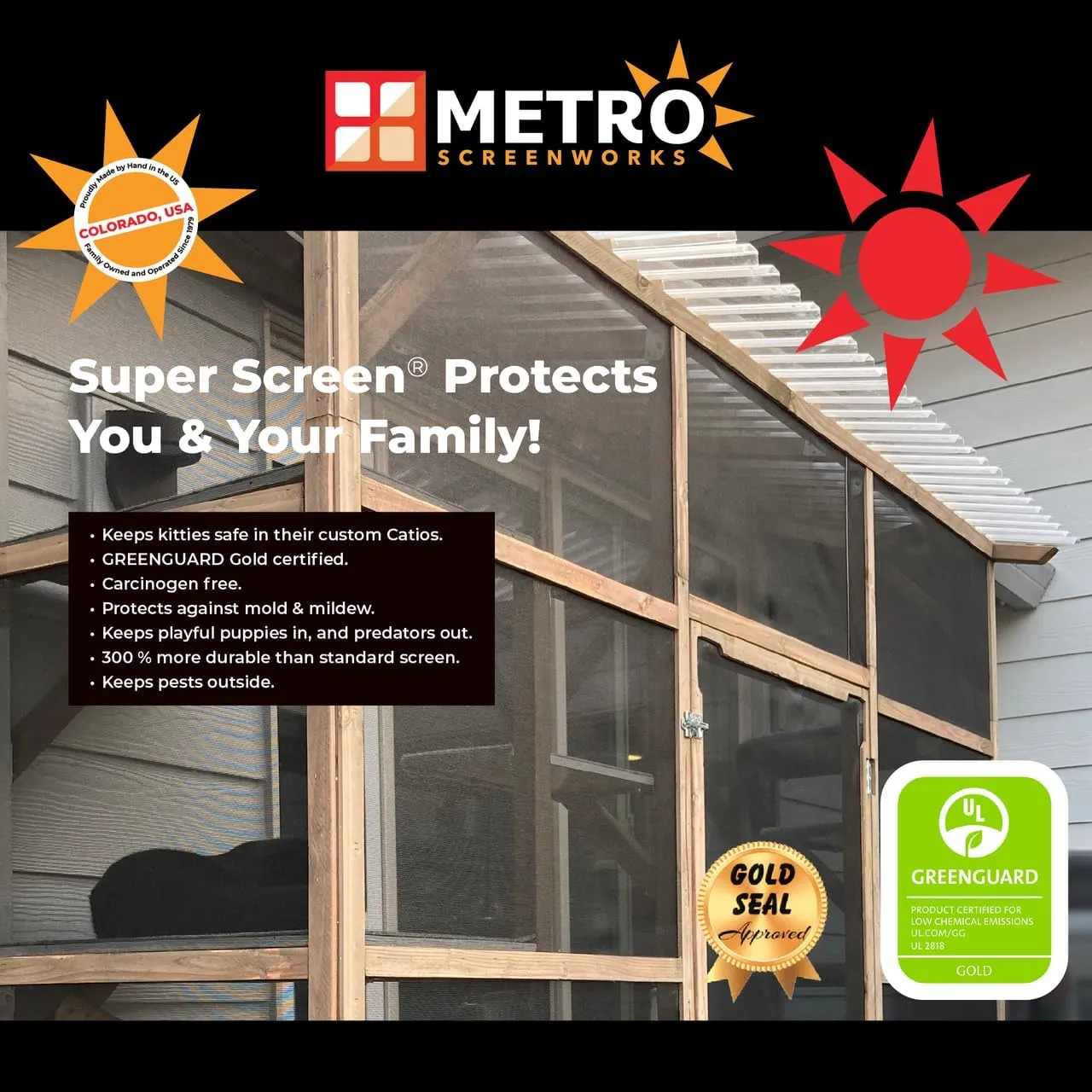Super Screen 17/14 - (96 in x 100 ft) - Weather & Pet Proof Screen - Clear View Porch & Patio Screen - Durable Pet Screen Mesh Roll - Window Screen Replacement Bug Mesh - Dog & Cat Proof Screen
