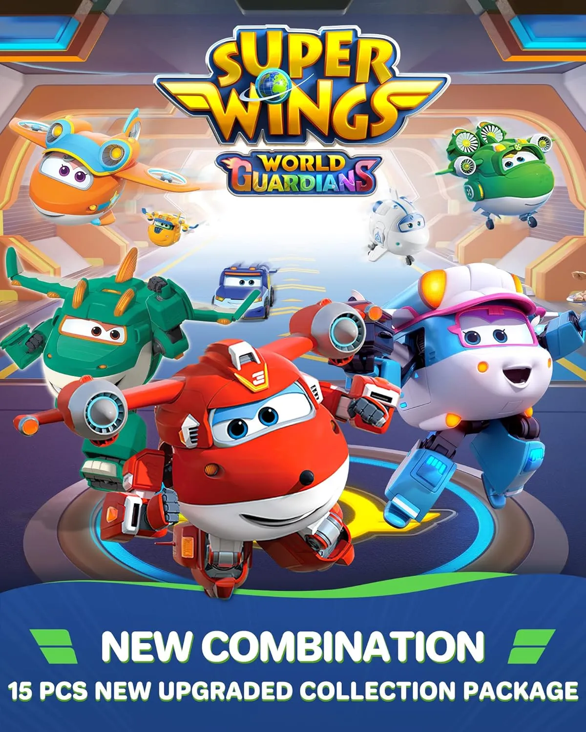 Super Wings 15-Pack Transforming Toys 2 inch Airplane Robot Mini Action Figures with Real Mobile Wheels for Kids 3 4 5 6 7 8  Birthday Party Supplies for Preschool Boys and Girls