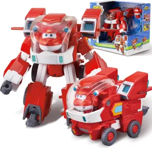Super Wings Toys, 7 Inch Jett's Super Mecha Transforming Robot, Transforming from Toy Plane to Robot just 14 Steps, Action Figures Toy for Kids Ages 3 and Up, Gifts for Boys and Girls