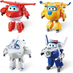 Super Wings Transformable Toys 4-Pack 5" Action Figure Tobot, 2 in 1 Rescue Bots Transforming Airplane Robot, Educational Toys for Boys and Girls Age 3 , Gifts for Preschool Kids