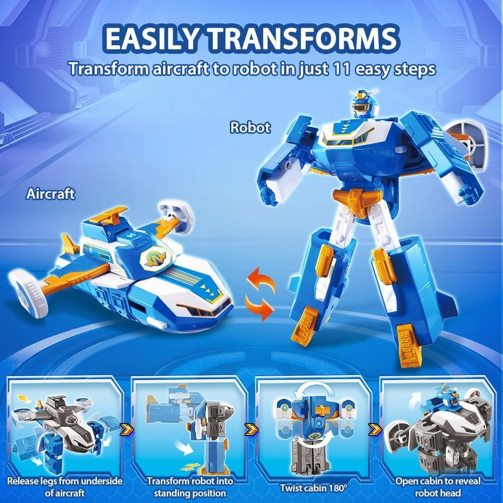 Super Wings World Aircraft Playsets | Season 6 New Air Moving Base | Airplane Toys Mini Plane Transformable Toys | Transform Aircraft to Robot | Preschool Toy Plane Set for 3 4 5 Year Old Boys Girls