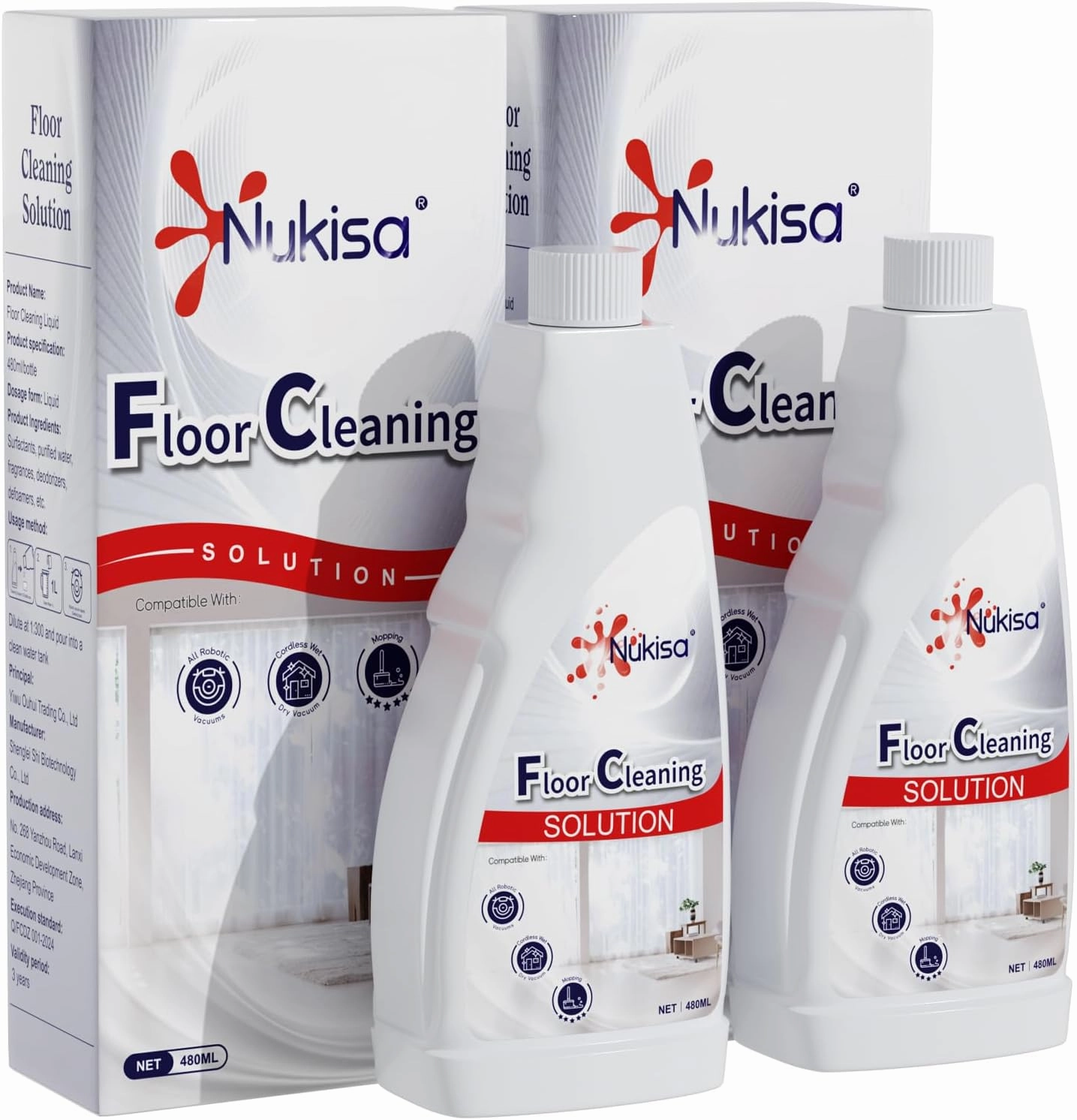 Sweet Orange Scent Floor Cleaning Solution Compatible With Roborock Robot Vacuum And Mop Cleaner， Deep Cleans For Multiple Hard Floors, Suitable With All Robot Vacuums With Mopping (2 Bottle)