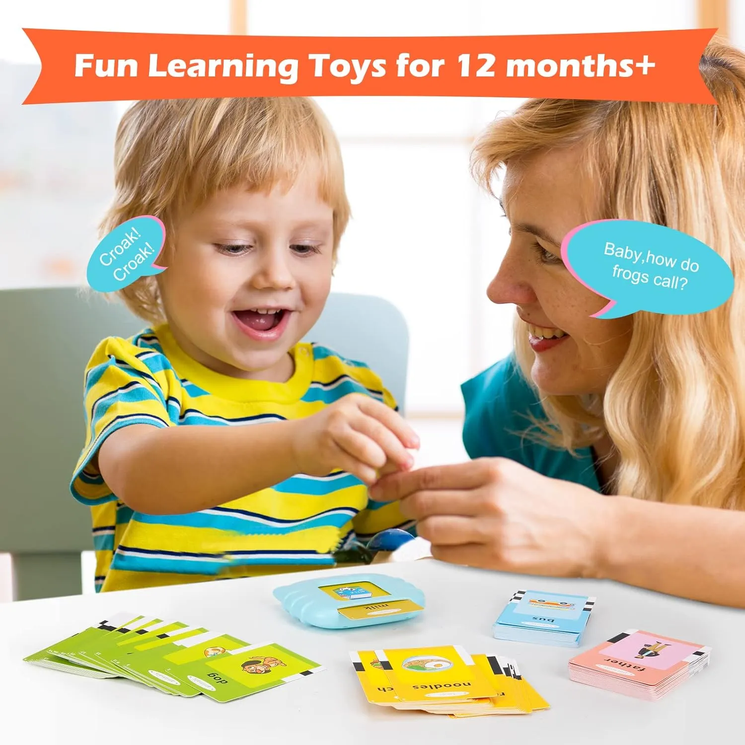 Talking Flash Cards with 224 Sight Words, Montessori Educational Learning Interactive Toddler Toys, Speech Therapy and Autism Sensory Toys, Blue