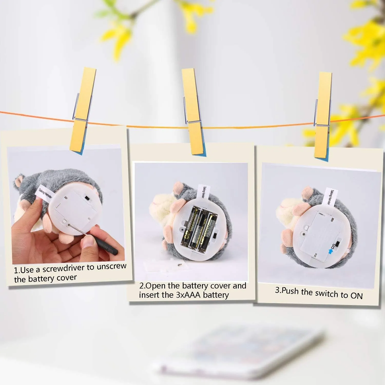 Talking Hamster, Interactive Stuffed Plush Animal Talking Toy Cute Sound Effects with Repeats Your Said Voice, Best Buddy for Kids Gift Age 3  (Gray)