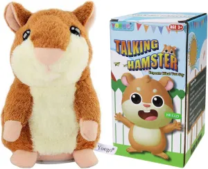 Talking Hamster Repeats What You Say Interactive Stuffed Plush Animal Talking Toy,Perfect Toy Gifts for Boys Girls Age 3  (Brown)