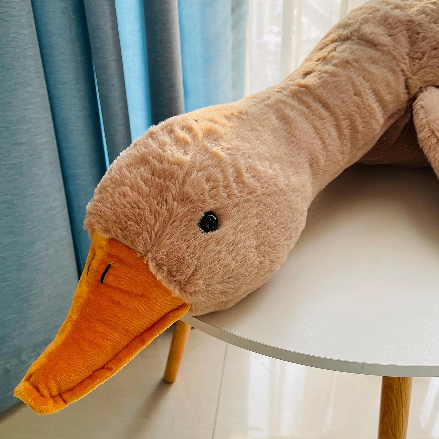 Tanha Goose Plush, Soft Large Goose Stuffed Animal, Cute Stuffed Goose, Brown Duck Plush Gift for Girlfriend, Kids or Best Friend（51inch, 130cm）