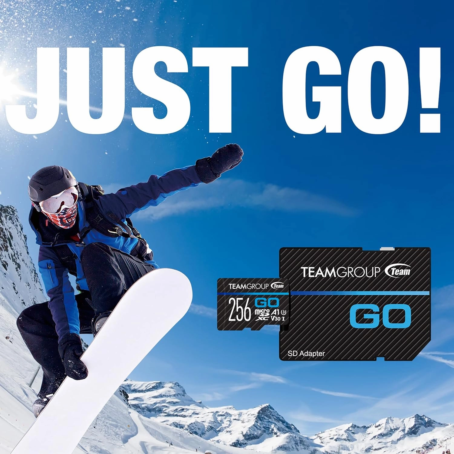 TEAMGROUP GO Card 1TB Micro SDXC UHS-I U3 V30 4K, R/W up to 100/90 MB/s for GoPro &Action Cameras High Speed Flash Memory Card w/Adapter for Outdoor, Sports, 4K Shooting, GoPro &Insta360 TGUSDX1TU303