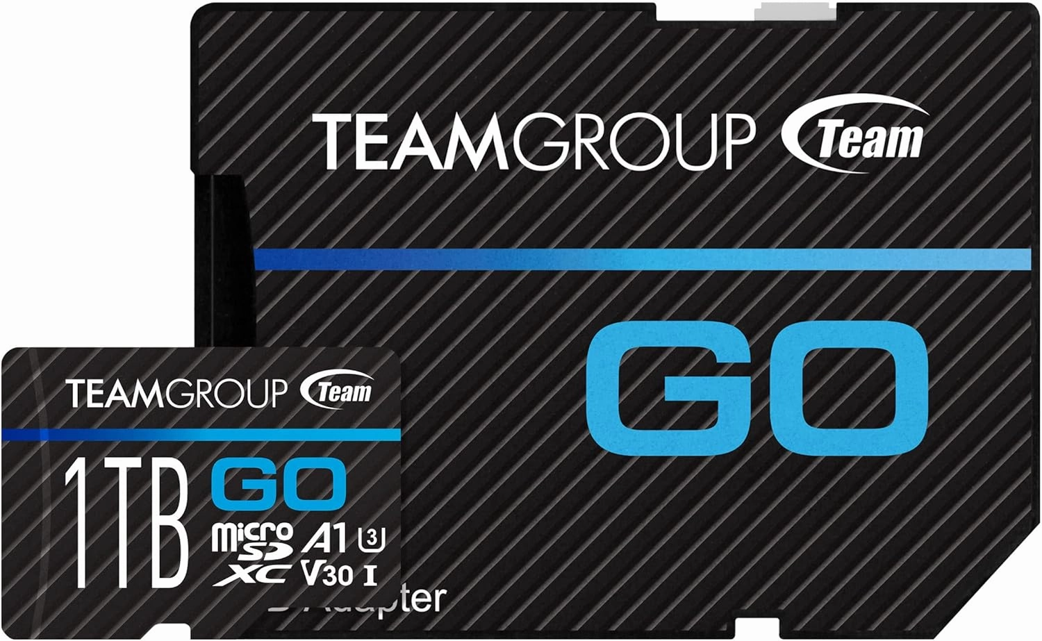 TEAMGROUP GO Card 1TB Micro SDXC UHS-I U3 V30 4K, R/W up to 100/90 MB/s for GoPro &Action Cameras High Speed Flash Memory Card w/Adapter for Outdoor, Sports, 4K Shooting, GoPro &Insta360 TGUSDX1TU303