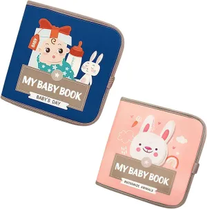 Tear-Proof Chewable Baby Cloth Books, Soft Washable Quiet Busy Books for Babies & Toddlers - Sensory Toys, Safe Durable Learning Gift (2-Book Set, Animal&Baby's Day)