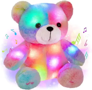 Teddy Bear Stuffed Animal,12 Inch Light Up Music Bears Soft Stuff Animals Cute LED Plush Toys Birthday Mother's Day Valentines Gifts for Baby Newborn Girls Mom Girlfriend
