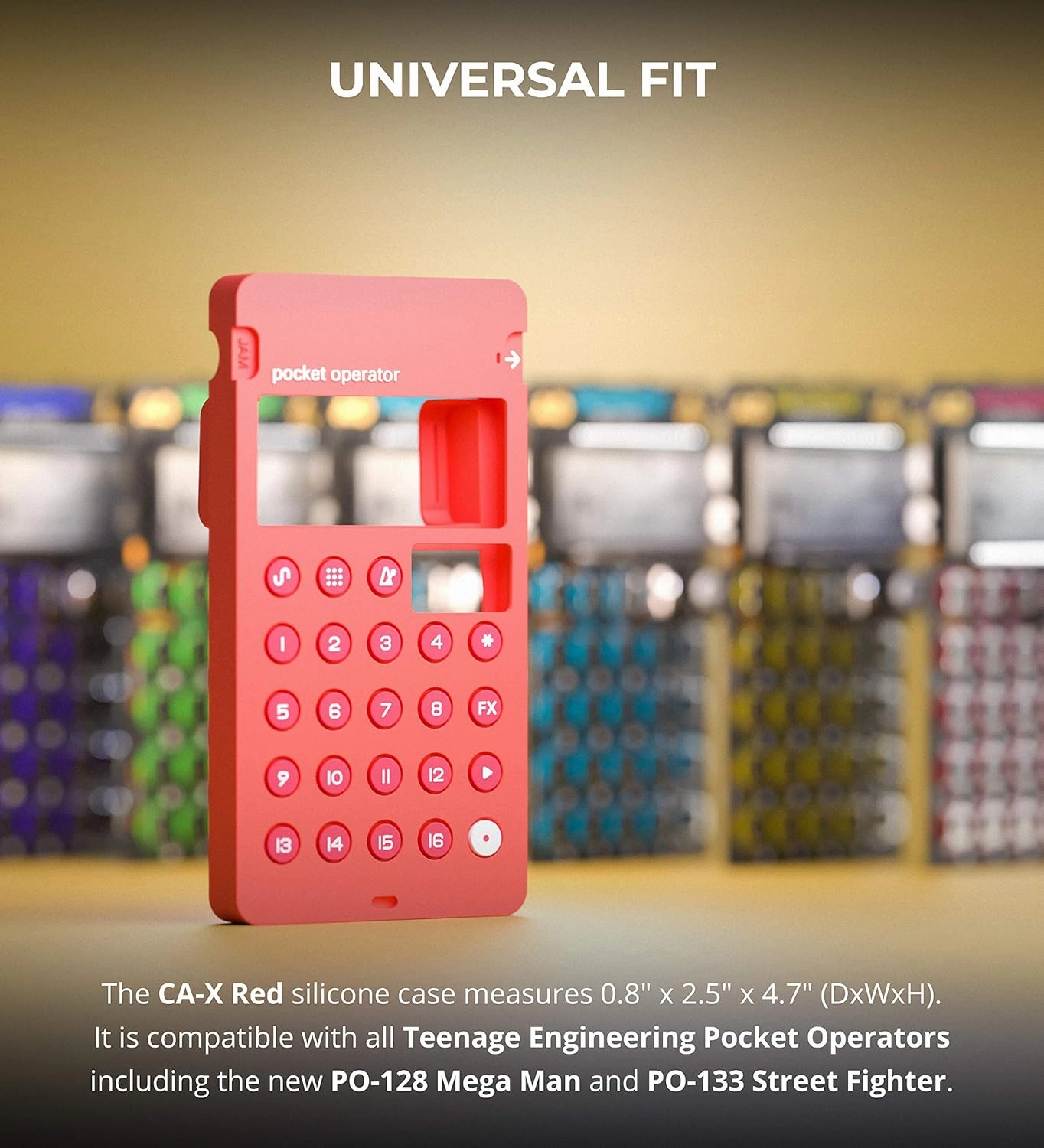 teenage engineering CA-X silicon pro-case for pocket operators with built-in battery protection and anti-slip feet (red)