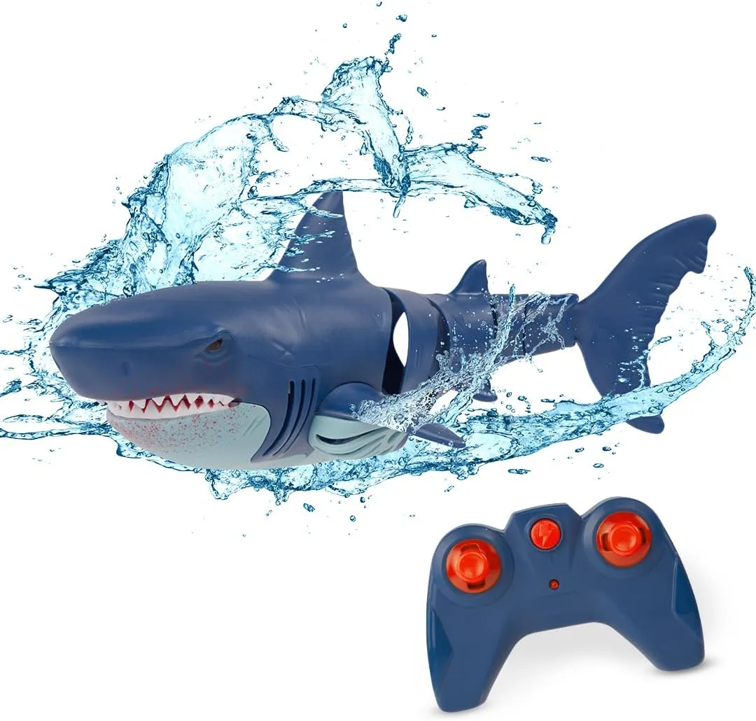 Terra by Battat – Remote Control Shark – Bath & Pool Shark Toy – Water Toys – Electronic Great White – 6 Years   – Great White