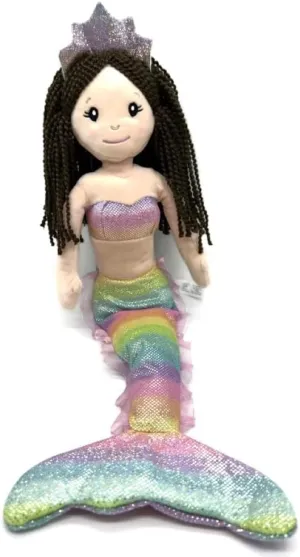 The Petting Zoo Mermaid Doll, Gifts for Girls, Ombrez Mermaid Rag Doll, 12 inch BrunetteHair