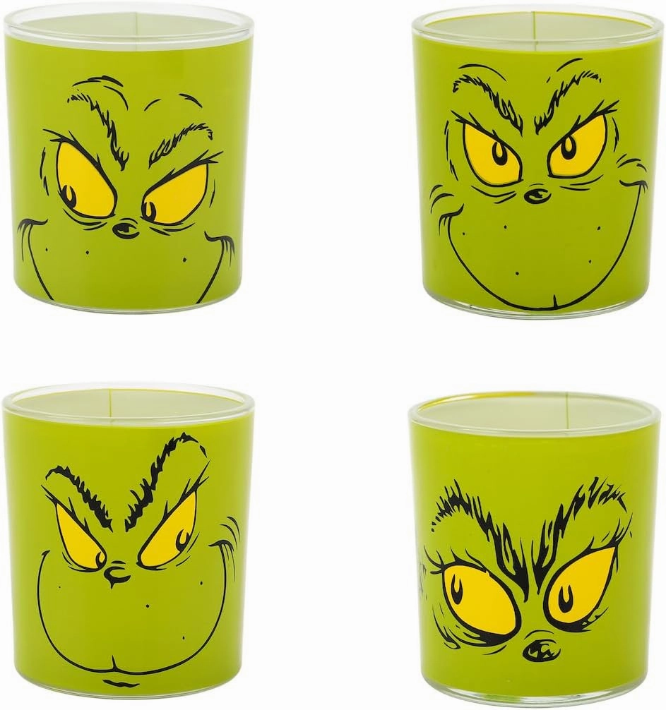 The Grinch Facial Expression 4-Pack 10 Oz Green Glass Set