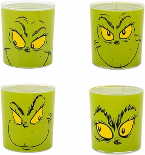 The Grinch Facial Expression 4-Pack 10 Oz Green Glass Set