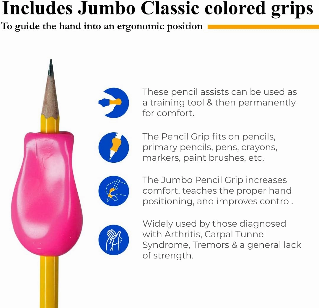 The Pencil Grip JUMBO Gripper Ergonomic Writing Aid, 12 Count Classic Colors (TPG-11412)