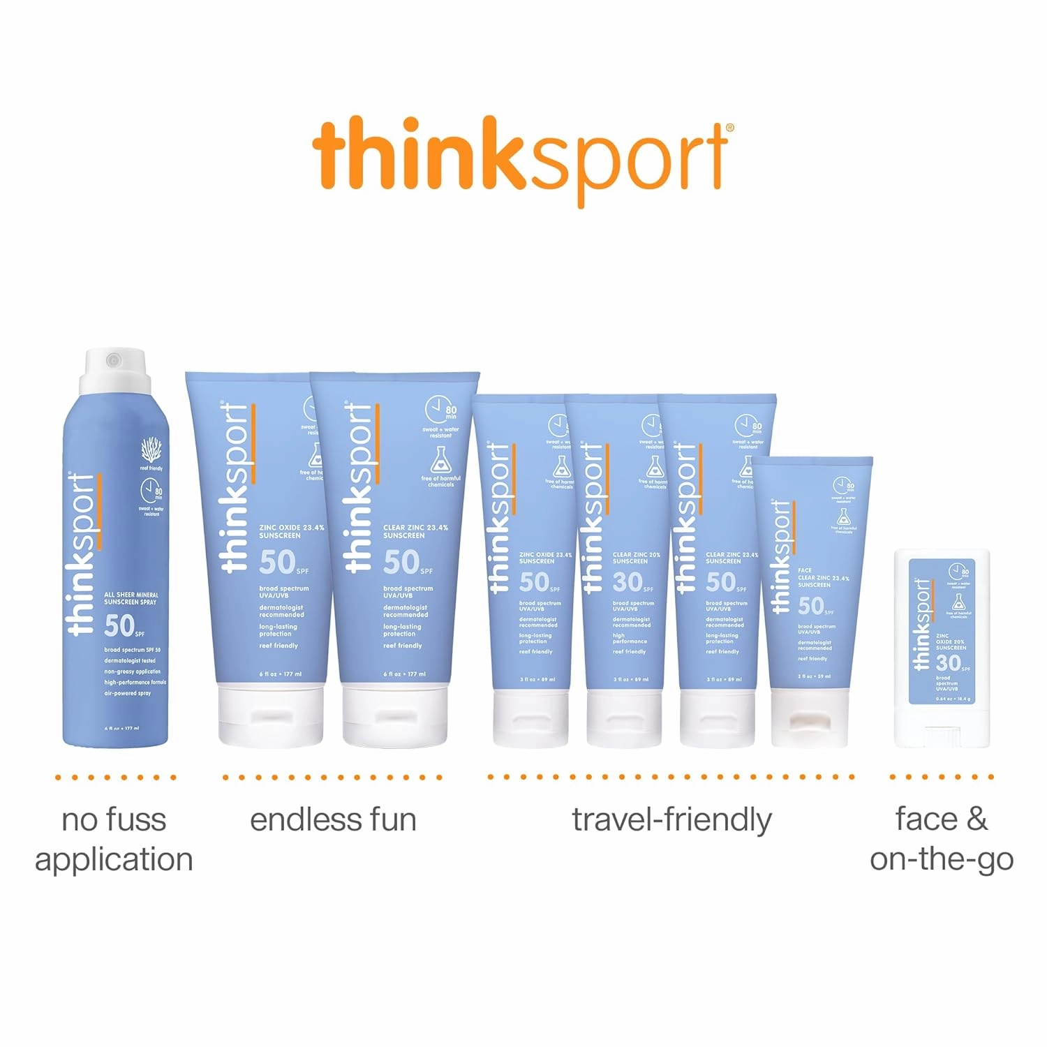 Thinksport SPF 50  Mineral Sunscreen – Safe, Natural Sunblock for Sports & Active Use - Water Resistant Sun Cream –UVA/UVB Sun Protection – Vegan, Reef Friendly Lotion, 6oz