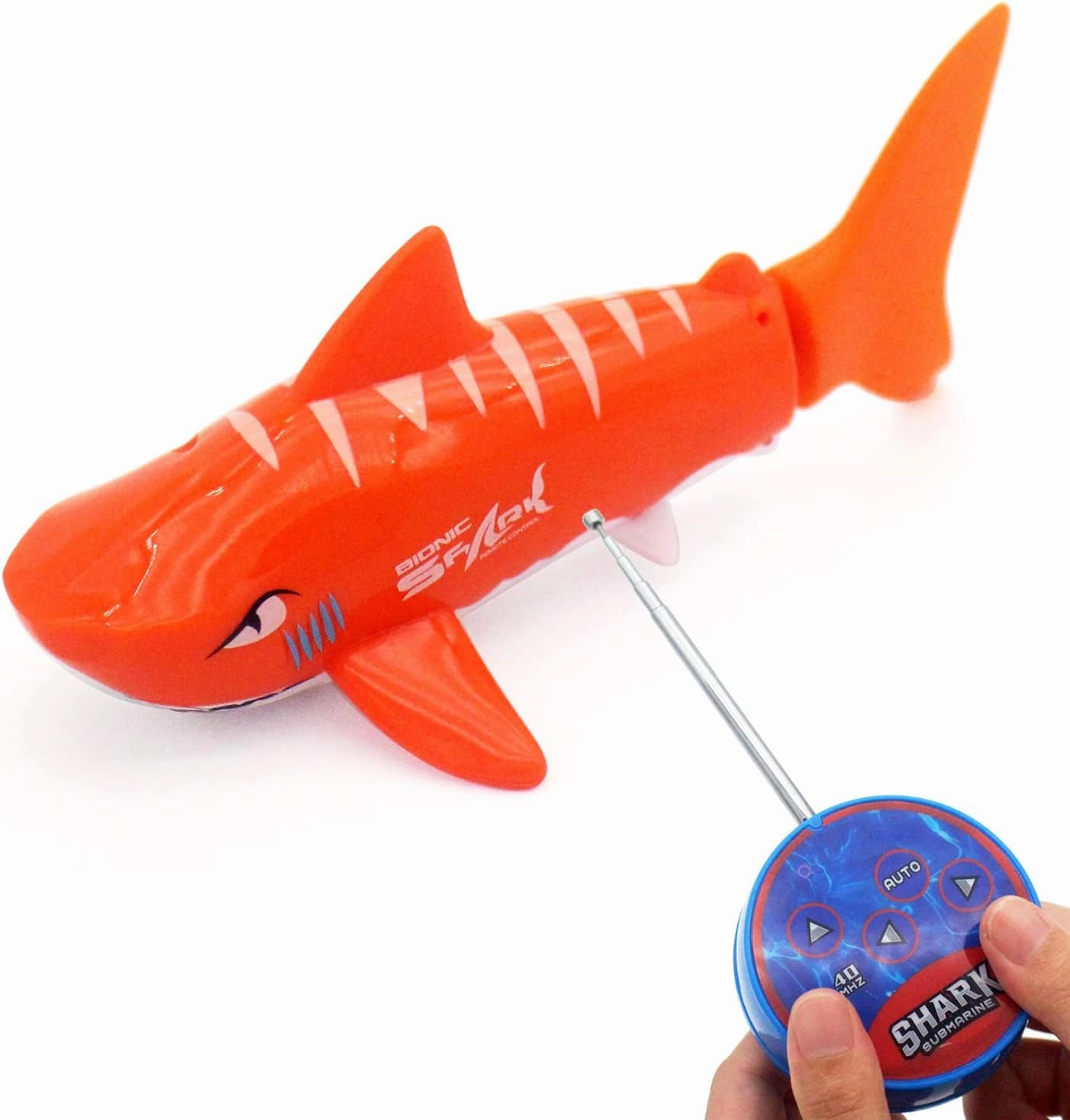 Tipmant Cute RC Shark Mini Radio Remote Control Fish Boat Submarine Electric Realistic Animal Toy for Swimming Pool Water Tank Kids Birthday Gifts (Red)