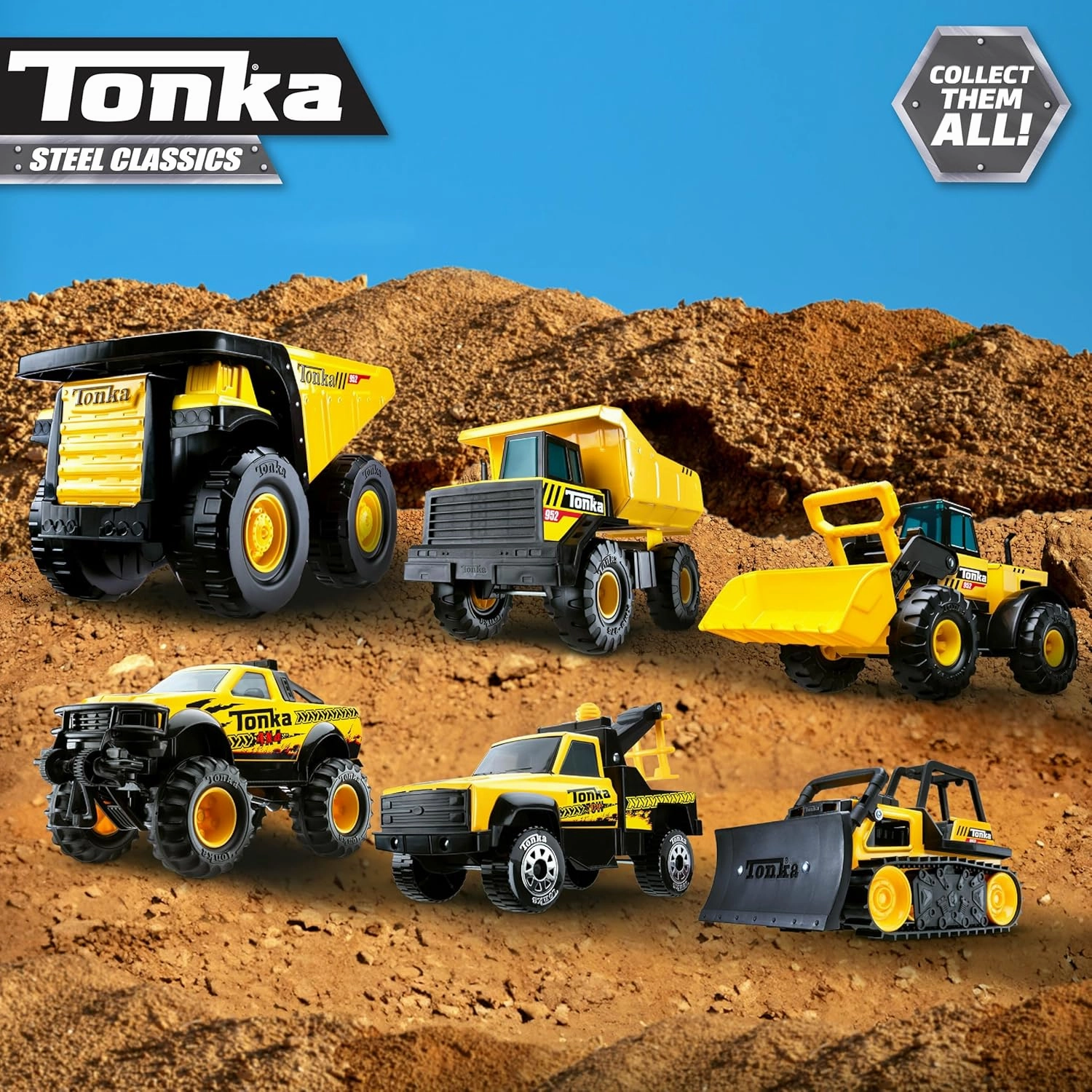 Tonka Steel Classics Road Grader - Made with Steel & Sturdy Plastic, Yellow Toy Construction Truck, Boys and Girls, Kids, Toddlers, Ages 3 