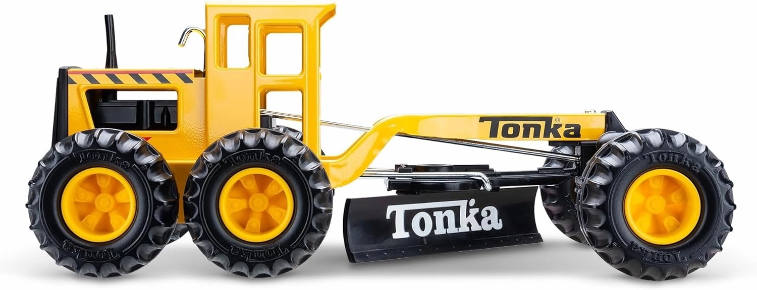 Tonka Steel Classics Road Grader - Made with Steel & Sturdy Plastic, Yellow Toy Construction Truck, Boys and Girls, Kids, Toddlers, Ages 3 