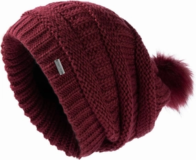 TOP-EX 100% Merino Wool Winter Slouchy Beanie for Women with Faux Fur Pom - Satin or Fleece Lined Hats for Cold Weather