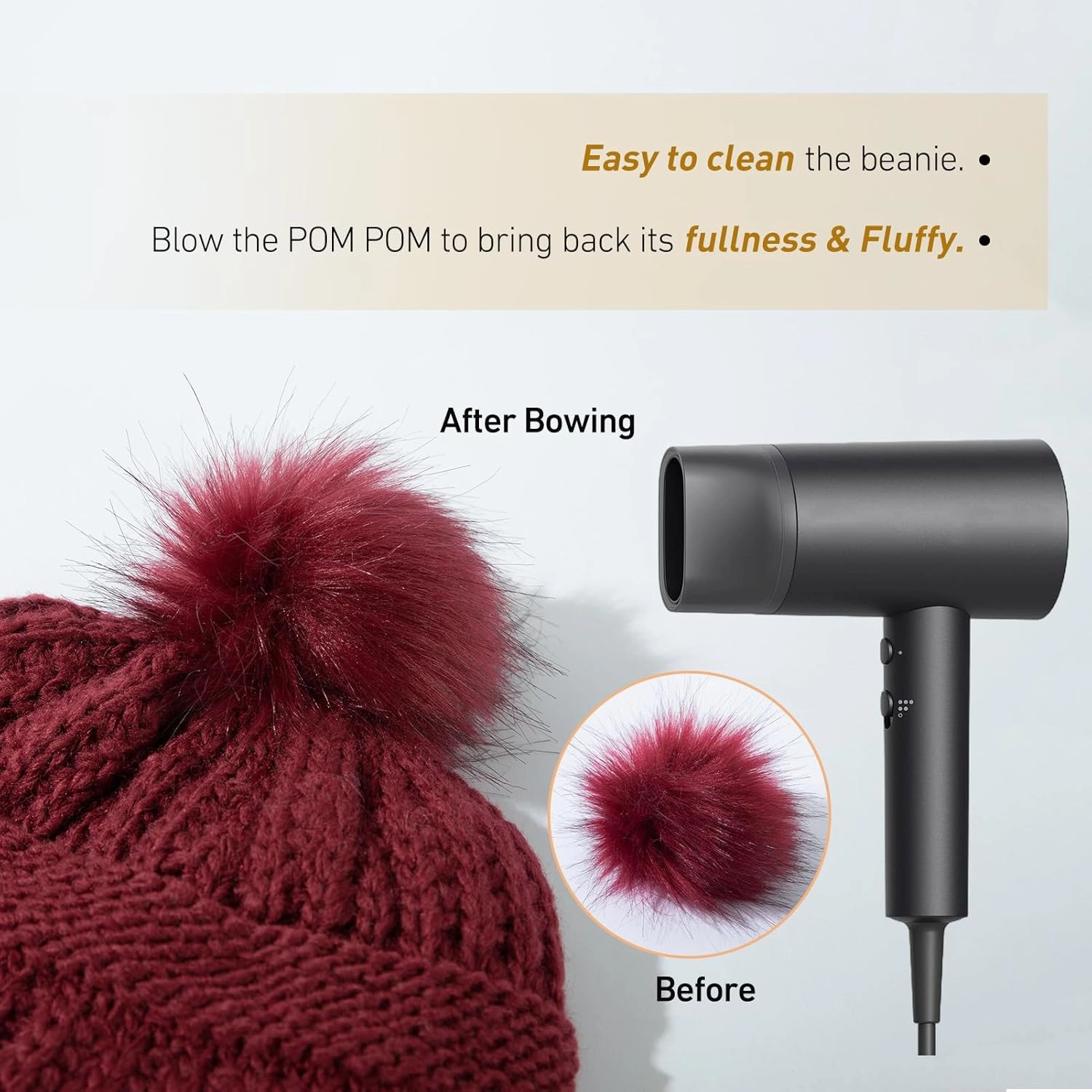 TOP-EX 100% Merino Wool Winter Slouchy Beanie for Women with Faux Fur Pom - Satin or Fleece Lined Hats for Cold Weather