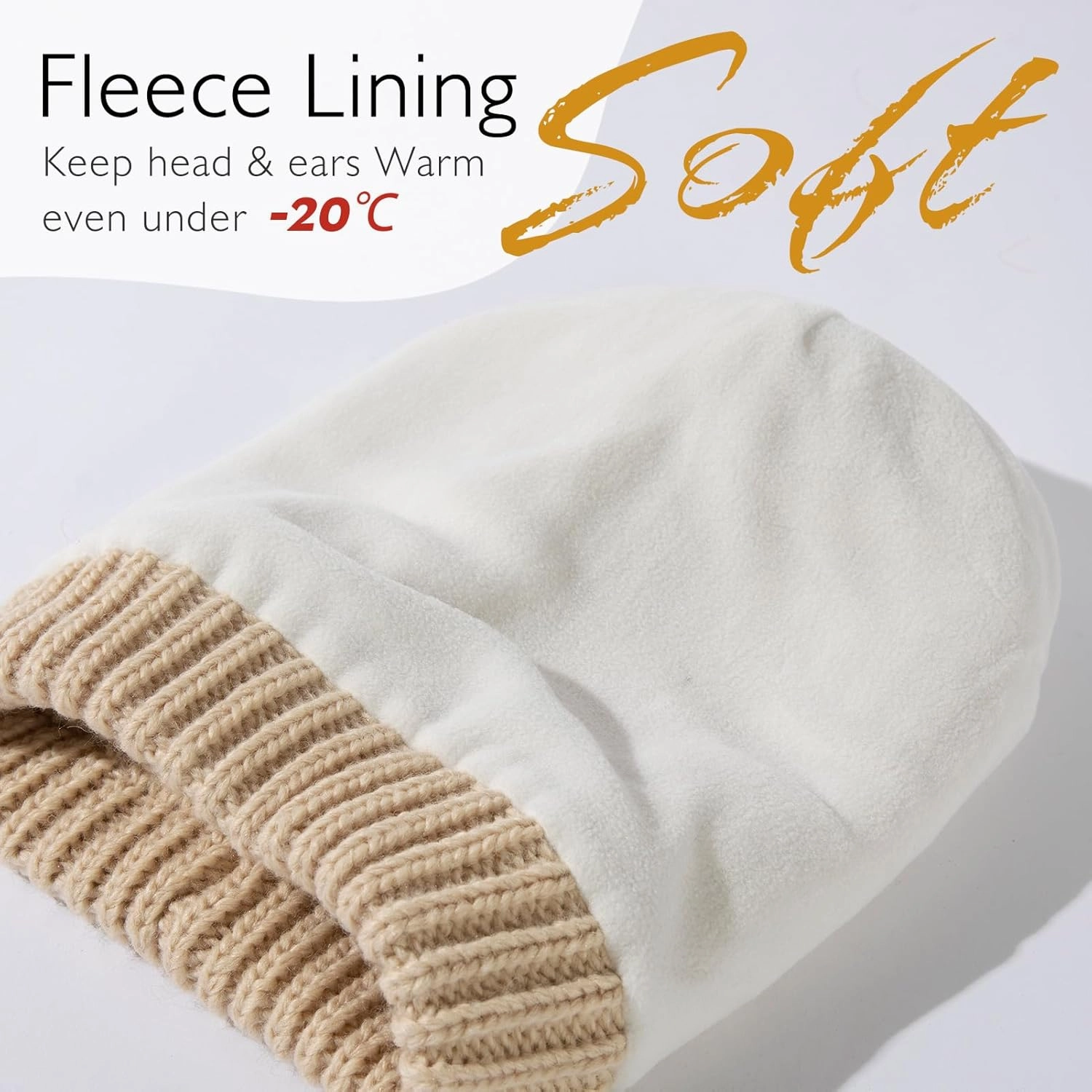 TOP-EX 100% Merino Wool Winter Slouchy Beanie for Women with Faux Fur Pom - Satin or Fleece Lined Hats for Cold Weather