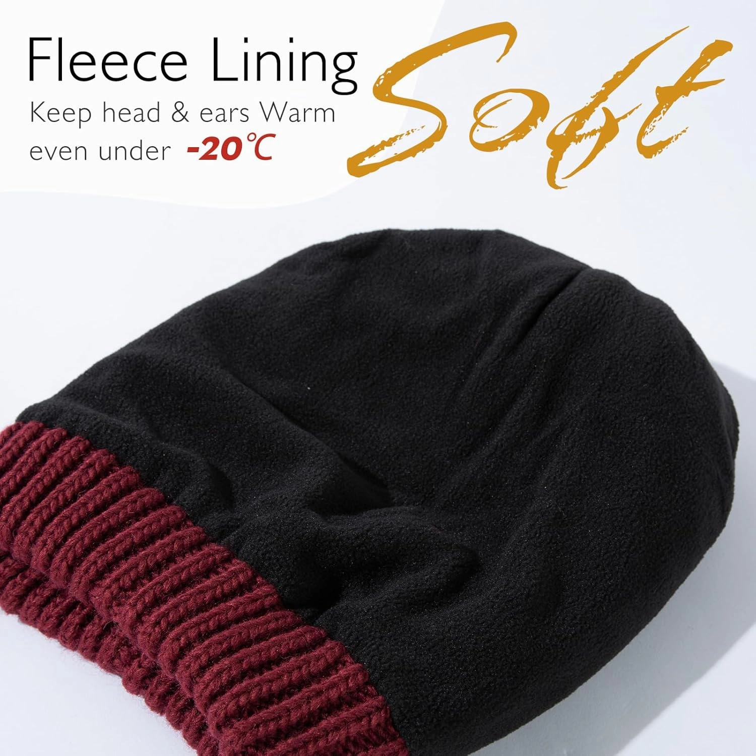 TOP-EX 100% Merino Wool Winter Slouchy Beanie for Women with Faux Fur Pom - Satin or Fleece Lined Hats for Cold Weather