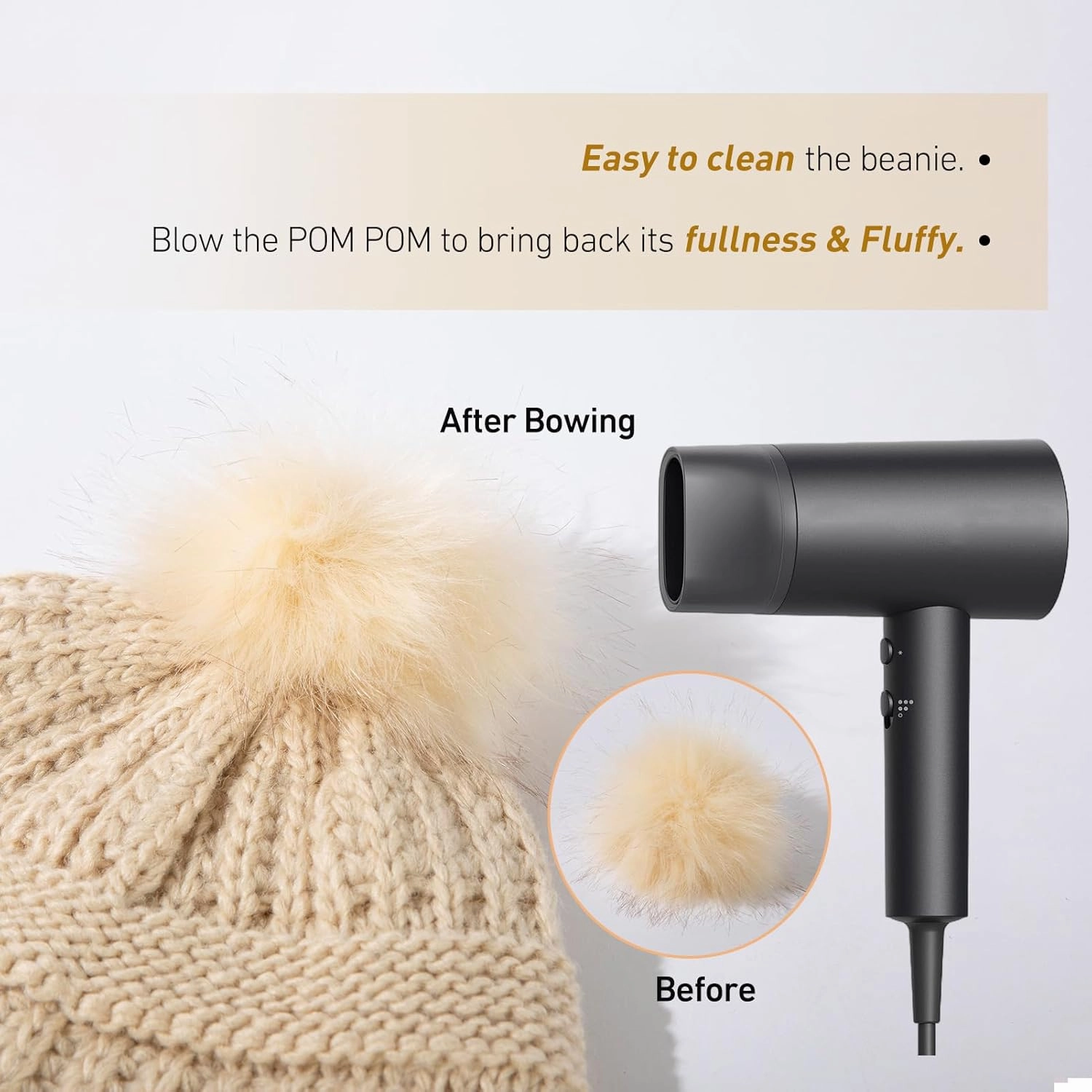 TOP-EX 100% Merino Wool Winter Slouchy Beanie for Women with Faux Fur Pom - Satin or Fleece Lined Hats for Cold Weather