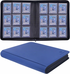 Toploader Binder, Holds 324 Toploaders, 9 Pockets, Top Loader Binder for Cards Storage, Card Holder for Sports Cards or Trading Cards in 3 x 4'' Toploaders-Blue