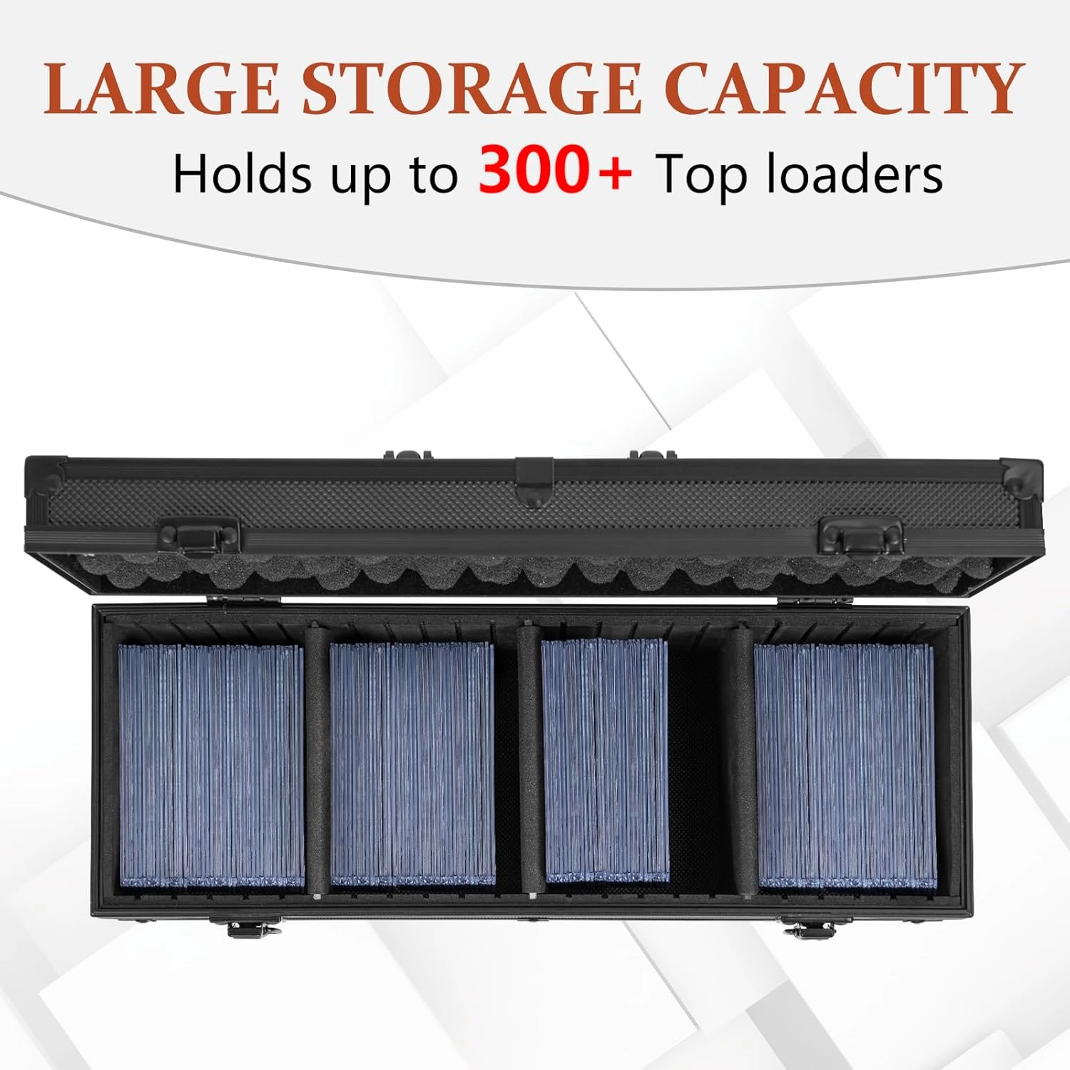 Toploaders Storage Box for 3" x 4" 35pt Rigid Card, Top Loader Card Storage with 3 Partition Holds 300  Toploaders, Magnetic Card Holders