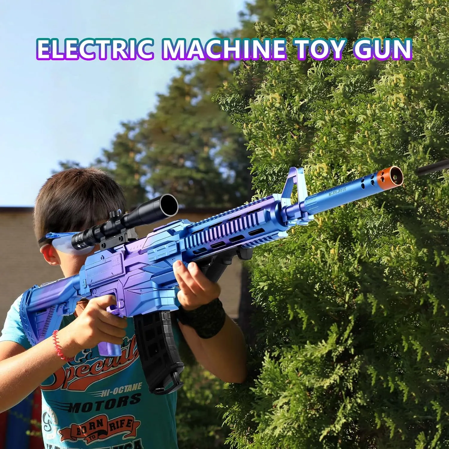 Topsolid Automatic Machine Toy Gun for Boys 8-12 Years Old, Electric Toy Foam Blasters & Guns with 200 Bullets, 2 Clips, 1 Goggles, Foam Dart Gun Birthday Xmas Gifts for Kids Adults 8 , Blue