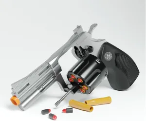 Toy Revolver Gun Soft Bullet Toy Gun, Shell Ejecting Toy Gun Pistol for Kids Boys 8-12, Educational Mode Toys for Outdoor Shooting Games Target Practice (Silver)