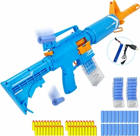 Toy Gun Classic M16 Electric Automatic Rifle Auto-Manual Shell Ejecting Double Modes Toy Foam Blaster with 40 Darts 20 Bullet Cases 2 Magazines Toys for 8-12 Years Birthday Gift (Blue)